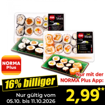 Nur gültig vom 05.10. bis 11.10.2026 und nur mit der NORMA Pluss App 16% billiger: 2,99