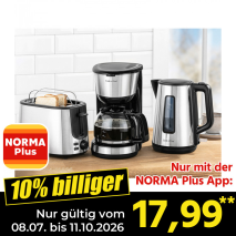 Nur gültig vom 05.10. bis 11.10.2026 und nur mit der NORMA Pluss App 10% billiger: 17,99