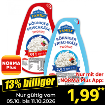 Nur gültig vom 05.10. bis 11.10.2026 und nur mit der NORMA Pluss App 13% billiger: 1,99