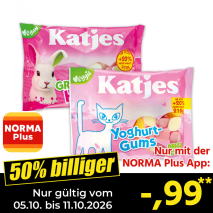 Nur gültig vom 05.10. bis 11.10.2026 und nur mit der NORMA Pluss App 50% billiger: –,99