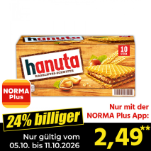 Nur gültig vom 05.10. bis 11.10.2026 und nur mit der NORMA Pluss App 24% billiger: 2,49