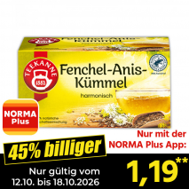 Nur gültig vom 12.10. bis 18.10.2026 und nur mit der NORMA Pluss App 45% billiger: 1,19