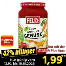 Nur gültig vom 12.10. bis 18.10.2026 und nur mit der NORMA Pluss App 42% billiger: 1,99