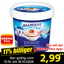 Nur gültig vom 12.10. bis 18.10.2026 und nur mit der NORMA Pluss App 11% billiger: 2,99