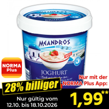 Nur gültig vom 12.10. bis 18.10.2026 und nur mit der NORMA Pluss App 28% billiger: 1,99