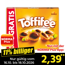 Nur gültig vom 16.10. bis 18.10.2026 und nur mit der NORMA Pluss App 11% billiger: 2,39