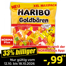 Nur gültig vom 12.10. bis 18.10.2026 und nur mit der NORMA Pluss App 33% billiger: –,99