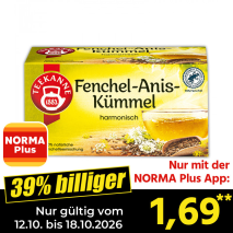 Nur gültig vom 12.10. bis 18.10.2026 und nur mit der NORMA Pluss App 39% billiger: 1,69