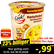 Nur gültig vom 12.10. bis 18.10.2026 und nur mit der NORMA Pluss App 23% billiger: –,99