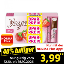 Nur gültig vom 12.10. bis 18.10.2026 und nur mit der NORMA Pluss App 40% billiger: 3,99