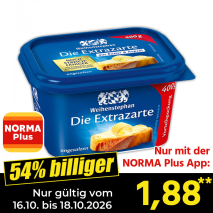 Nur gültig vom 16.10. bis 18.10.2026 und nur mit der NORMA Pluss App 54% billiger: 1,88