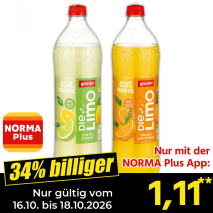 Nur gültig vom 16.10. bis 18.10.2026 und nur mit der NORMA Pluss App 34% billiger: 1,11