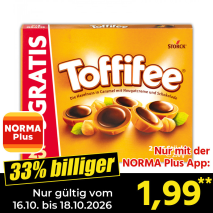 Nur gültig vom 16.10. bis 18.10.2026 und nur mit der NORMA Pluss App 33% billiger: 1,99
