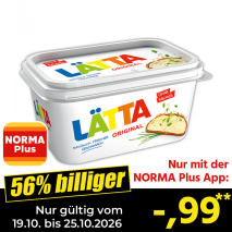 Nur gültig vom 19.10. bis 25.10.2026 und nur mit der NORMA Pluss App 56% billiger: –,99