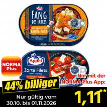 Nur gültig vom 30.10. bis 01.11.2026 und nur mit der NORMA Pluss App 44% billiger: 1,11