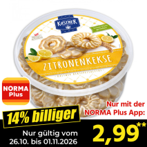 Nur gültig vom 26.10. bis 01.11.2026 und nur mit der NORMA Pluss App 14% billiger: 2,99