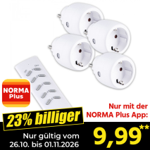 Nur gültig vom 26.10. bis 01.11.2026 und nur mit der NORMA Pluss App 23% billiger: 9,99
