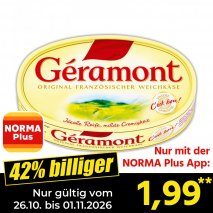 Nur gültig vom 26.10. bis 01.11.2026 und nur mit der NORMA Pluss App 42% billiger: 1,99