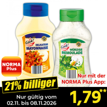 Nur gültig vom 01.11. bis 08.11.2026 und nur mit der NORMA Pluss App 21% billiger: 1,79