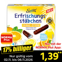Nur gültig vom 01.11. bis 08.11.2026 und nur mit der NORMA Pluss App 17% billiger: 1,39