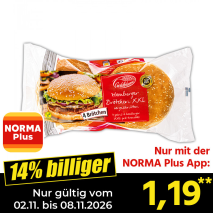 Nur gültig vom 01.11. bis 08.11.2026 und nur mit der NORMA Pluss App 14% billiger: 1,19
