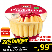 Nur gültig vom 04.11. bis 08.11.2026 und nur mit der NORMA Pluss App 23% billiger: &ndash;,99