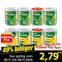 Nur gültig vom 06.11. bis 08.11.2026 und nur mit der NORMA Pluss App 49% billiger: 2,79