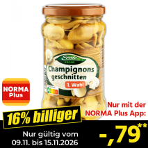 Nur gültig vom 09.11. bis 15.11.2026 und nur mit der NORMA Pluss App 16% billiger: –,79