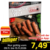 Nur gültig vom 09.11. bis 15.11.2026 und nur mit der NORMA Pluss App billiger: 7,49