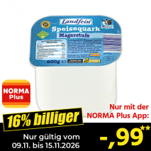 Nur gültig vom 09.11. bis 15.11.2026 und nur mit der NORMA Pluss App 16% billiger: –,99