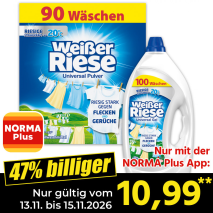 Nur gültig vom 13.11. bis 15.11.2026 und nur mit der NORMA Pluss App 47% billiger: 10,99