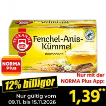 Nur gültig vom 09.11. bis 15.11.2026 und nur mit der NORMA Pluss App 12% billiger: 1,39