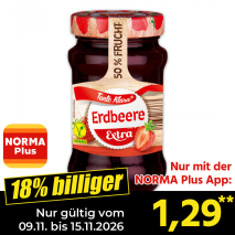 Nur gültig vom 09.11. bis 15.11.2026 und nur mit der NORMA Pluss App 18% billiger: 1,29