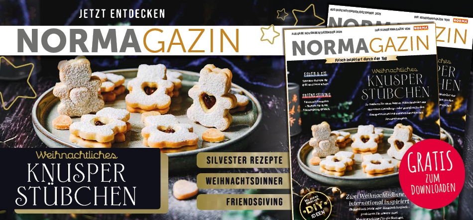 NORMAgazin entdecken. Zum digitalen Prospekt NORMAgazin November/Dezember (möglicherweise nicht vollständig barrierefrei)