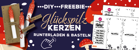 Gratis DIY Glueckspilzkerzen. Download als PDF